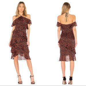 Alice + Olivia Annabeth Valentines Ruffle Off Shoulder Midi Heart Dress 6/8